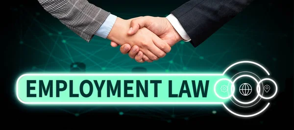 Text showing inspiration Employment Law, Business showcase deals with legal rights and duties of employers and employees