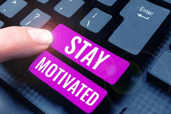 Sign Displaying Stay Motivated Business Showcase Reward Yourself Every Time — Stock Photo, Image