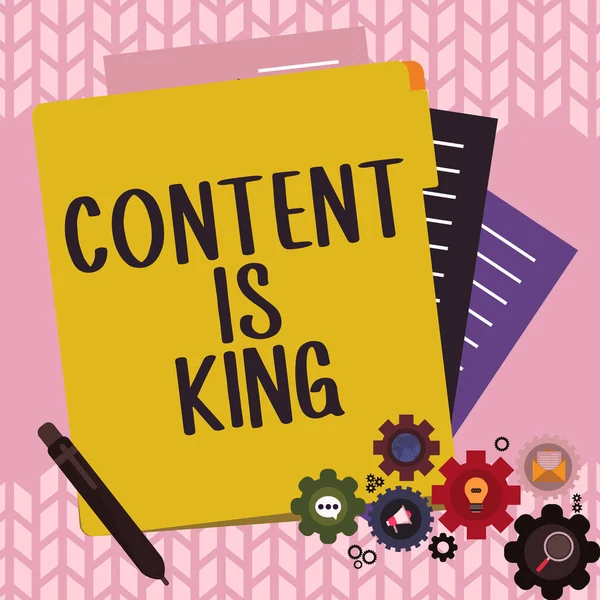 Text caption presenting Content Is King, Business overview Content is the heart of todays marketing strategies