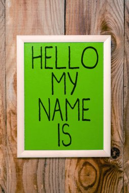 Merhaba Benim Adım, İnternet Konsepti 'ni gösteren metin kendinizi yeni çalışanlara sunum olarak tanıtıyor