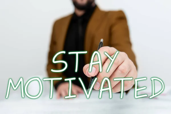 Writing Displaying Text Stay Motivated Word Reward Yourself Every Time — Stock Photo, Image