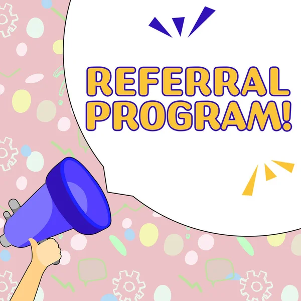Hand Writing Sign Referral Program Word Written Sending Own Patient — 스톡 사진