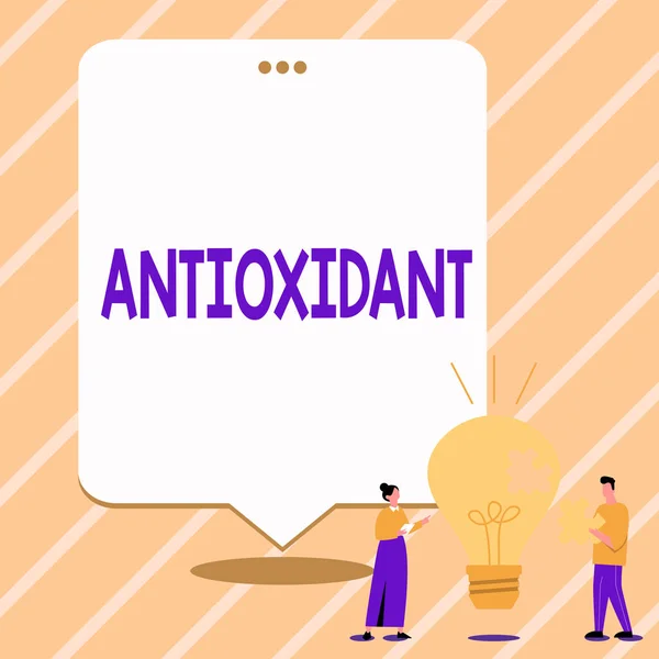 Legenda Conceitual Antioxidante Conceito Que Significa Uma Substância Que Inibe — Fotografia de Stock