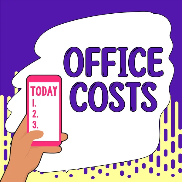 Text caption presenting Office Costs, Business idea amount of money paid to landlord to cover expenses on workroom