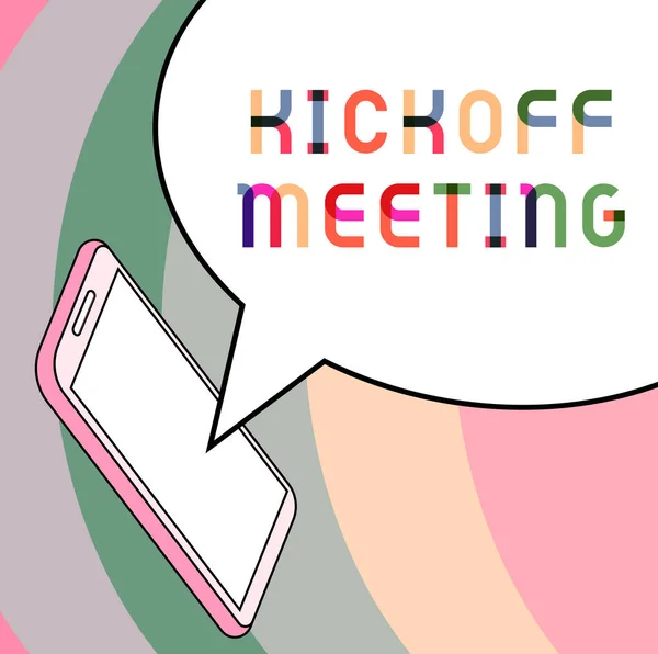 Writing Displaying Text Kick Meeting Business Approach First Meeting Project — ストック写真