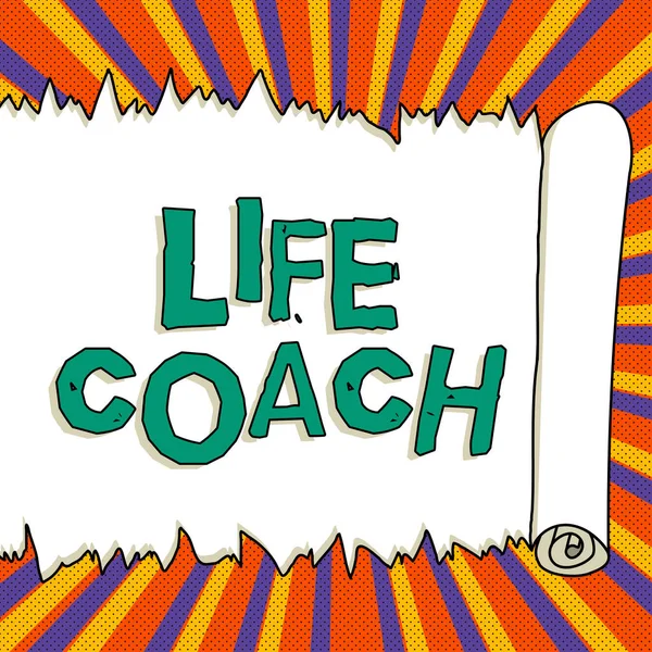 Hand Writing Sign Life Coach Word Person Who Advices Clients — Stock Fotó