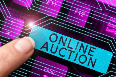 Çevrimiçi Açık Artırmayı sunan metin başlığı, İnternet üzerinden mal veya hizmet alma ve satma sürecinde Yazılan Sözcük