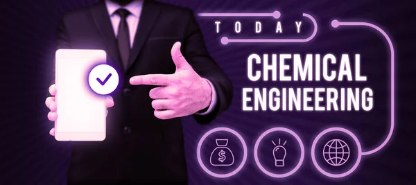 Text showing inspiration Chemical Engineering, Internet Concept developing things dealing with the industrial application of chemistry