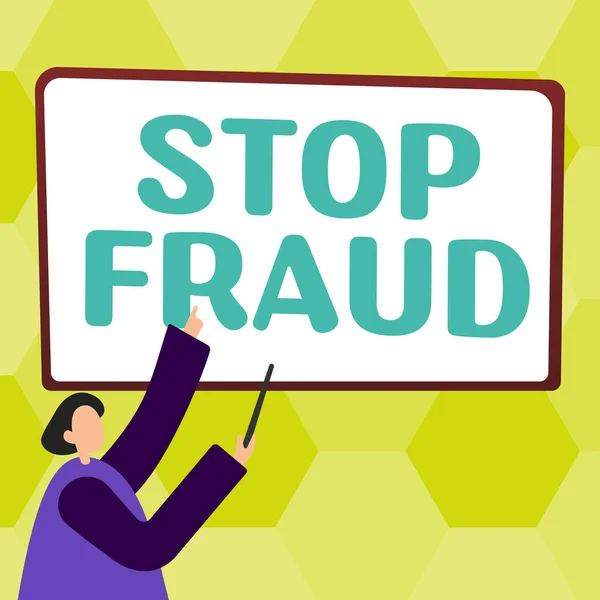 Hand Writing Sign Stop Fraud Business Approach Campaign Advices People — Φωτογραφία Αρχείου