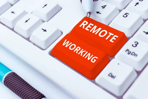 Inspiration Showing Sign Remote Working Word Written Situation Which Employee — Foto de Stock