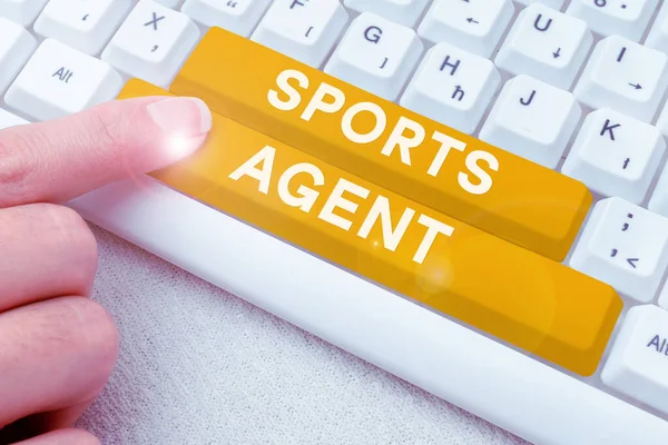 Conceptual caption Sports Agent, Word Written on person manages recruitment to hire best sport players for a team
