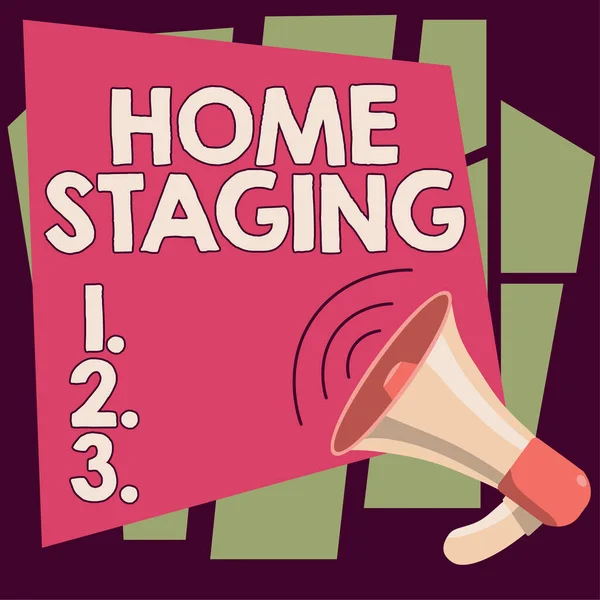 Ruční Psaní Znamení Home Staging Obchodní Přístup Příprava Soukromé Rezidence — Stock fotografie