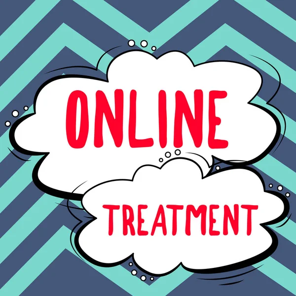 概念展示在线治疗 通过互联网提供精神健康咨询的商业概念 — 图库照片