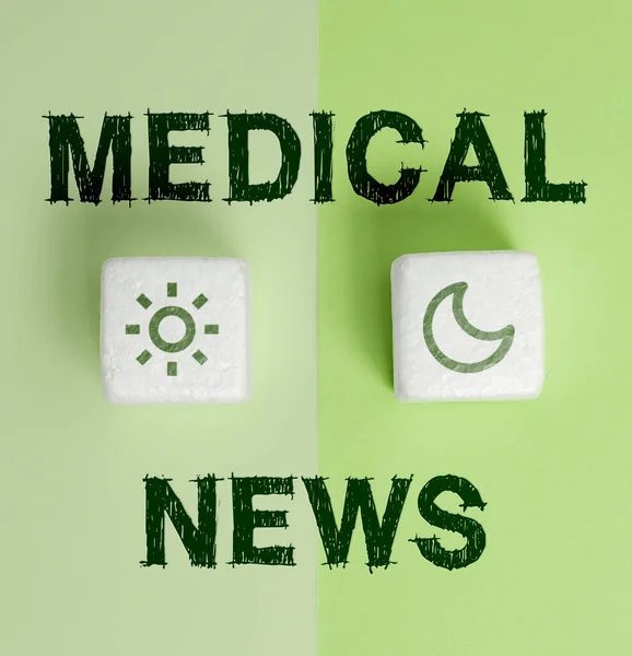 Sign displaying Medical News, Concept meaning report or noteworthy information on medical breakthrough