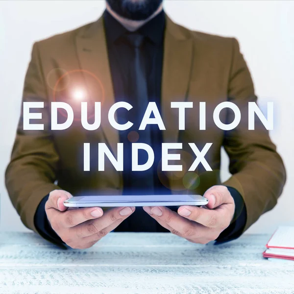 Ručně Psané Znamení Vzdělávání Index Obchodní Vitrína Zaměřená Splnění Vzdělávacích — Stock fotografie