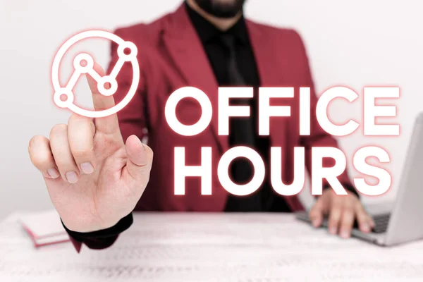 Conceptual Caption Office Hours Word Written Hours Which Business Normally — Foto de Stock