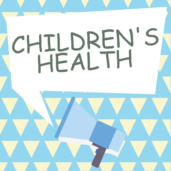 Tekenen Weergeven Van Kinderen Gezondheid Woord Geschreven Voorwaarde Kind Van — Stockfoto