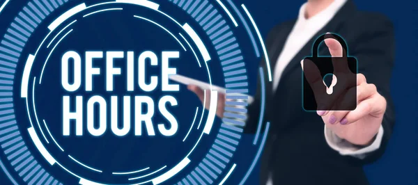 Kézírás Jel Office Hours Concept Jelentése Óra Amely Üzleti Általában — Stock Fotó