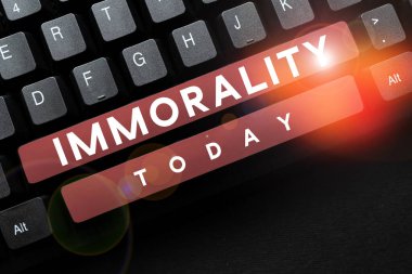 İlhamın ahlaksızlığı, ahlaksızlığın niteliği üzerine yazılmış kelimeleri gösteren metin.