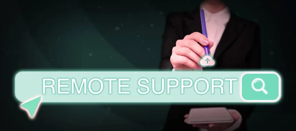 Hand Writing Sign Remote Support Word Written Help End Users — 스톡 사진