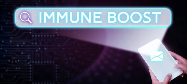 Text sign showing Immune Boost, Business idea being able to resist a particular disease preventing development of pathogens