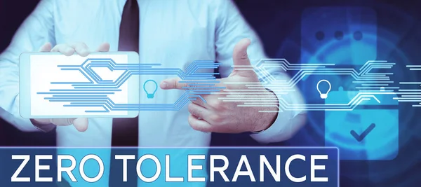 Writing Displaying Text Zero Tolerance Business Approach Refusal Accept Antisocial — Stock Photo, Image