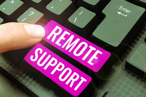 Sign Displaying Remote Support Business Idea Help End Users Solve — Stock Photo, Image
