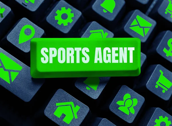 Conceptual display Sports Agent, Business overview person manages recruitment to hire best sport players for a team