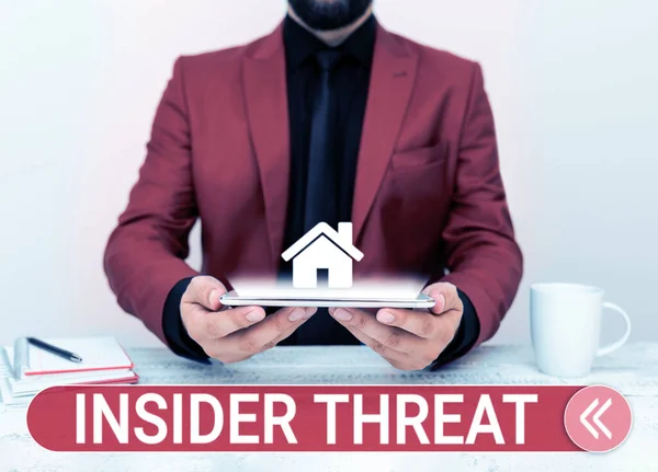 Text Caption Presenting Insider Threat Word Security Threat Originates Organization — Stok fotoğraf