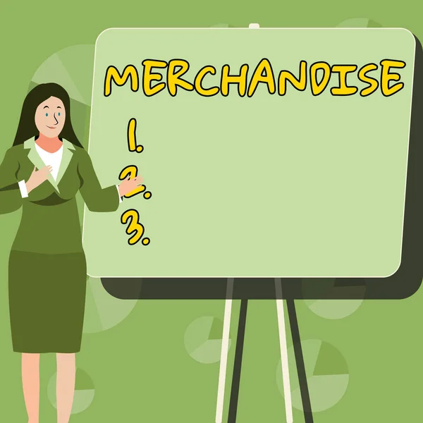Conceptuele Weergave Merchandise Word Written Commodities Goods Bought Sold Business — Stockfoto