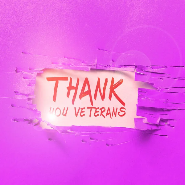 Conceptual caption Thank You Veterans, Word Written on Expression of Gratitude Greetings of Appreciation