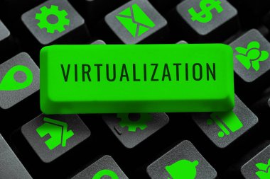 Conceptual caption Virtualization, Conceptual photo application of virtual environment to computer games