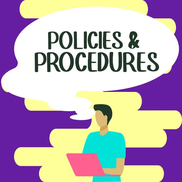 Text Sign Showing Policies Procedures Business Approach List Rules Defines — Foto Stock
