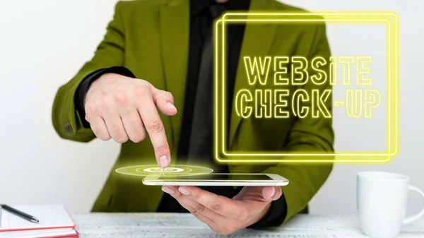 Text Sign Showing Website Check Internet Concept Examination Website See — Stock Photo, Image