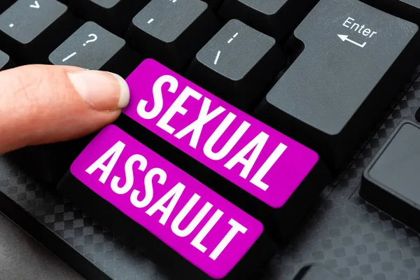 Inspiration Showing Sign Sexual Assault Internet Concept Instruction Issues Relating — Stock Photo, Image