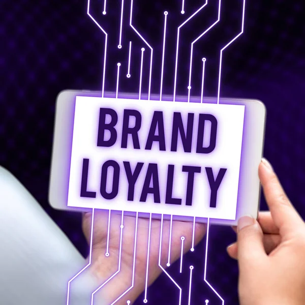 Writing displaying text Brand Loyalty, Business approach Repeat Purchase Ambassador Patronage Favorite Trusted