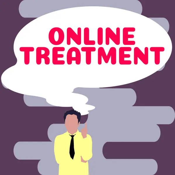 Sign Displaying Online Treatment Business Approach Delivery Mental Health Counseling — Fotografia de Stock