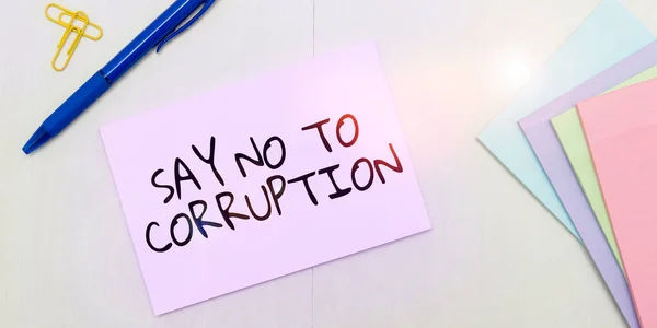 Handwriting Text Say Corruption Word Introducing Decentralized Money Exchange —  Fotos de Stock