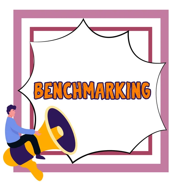 Escribir Mostrando Texto Benchmarking Concepto Negocio Evaluar Algo Comparación Con —  Fotos de Stock
