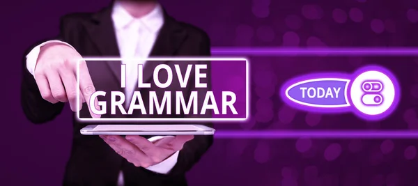 stock image Text sign showing I Love Grammar, Conceptual photo act of admiring system and structure of language