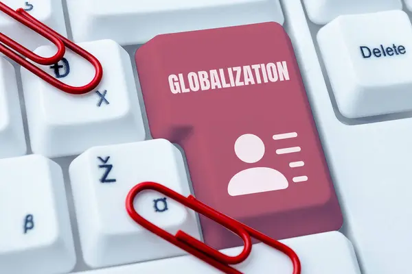 Conceptual Caption Globalization Word Development Increasingly Integrated Global Economy Marked — Stock Fotó