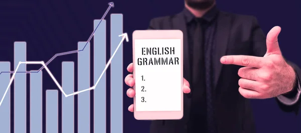 Conceptual Display English Grammar Word Written Courses Cover All Levels — Fotografia de Stock