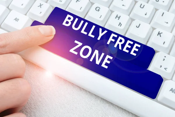 Sign displaying Bully Free Zone, Internet Concept Be respectful to other bullying is not allowed here