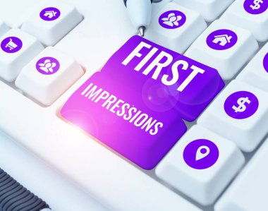 Text caption presenting First Impressions, Business showcase What a person thinks of you when they first meet you
