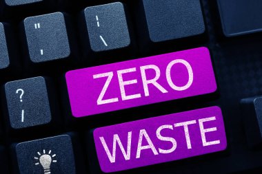 Text showing inspiration Zero Waste, Concept meaning industrial responsibility includes composting, recycling and reuse