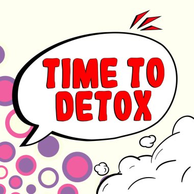 El yazısı işareti Detoks Zamanı, Beslenme Sağlığı Bağımlılığı için İş Vitrini Anı Temizleme