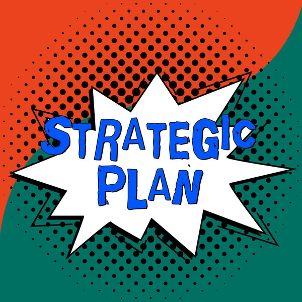 Strateji Tanımlama Karar Alma Sürecinde Işaret Stratejik Plan Sözcük Gösteren — Stok fotoğraf