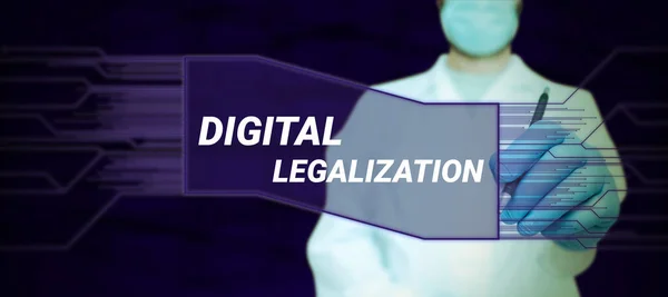 Inspiración Mostrando Signo Legalización Digital Foto Conceptual Acompañada Tecnología Práctica — Foto de Stock