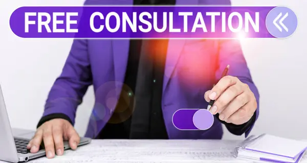 Conceptual Caption Free Consultation Business Approach Giving Medical Legal Discussions — Stock Photo, Image