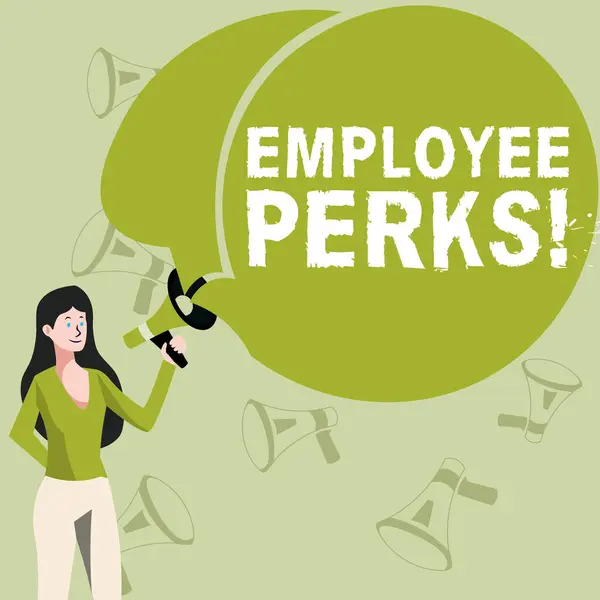 Handwriting Text Employee Perks Business Showcase Worker Benefits Bonuses Compensation — Stockfoto